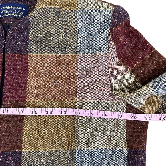 Willow Ridge Vintage Tweed Plaid Wool Blend Open Front Blazer Jacket Academia - Picture 8 of 16